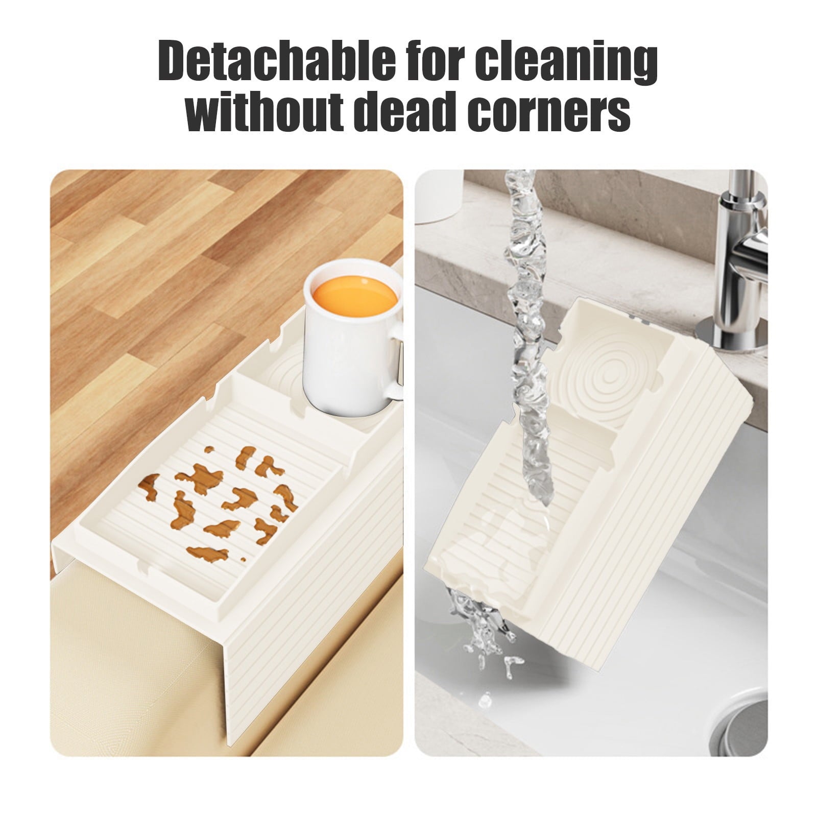Sofa Armrest Tray, Silicone Couch Caddy Organizer with Cup Holder & Phone Slot, Non-Slip Multi Functional Storage Tray for Bed, Bay Window, Portable Armrest Table
