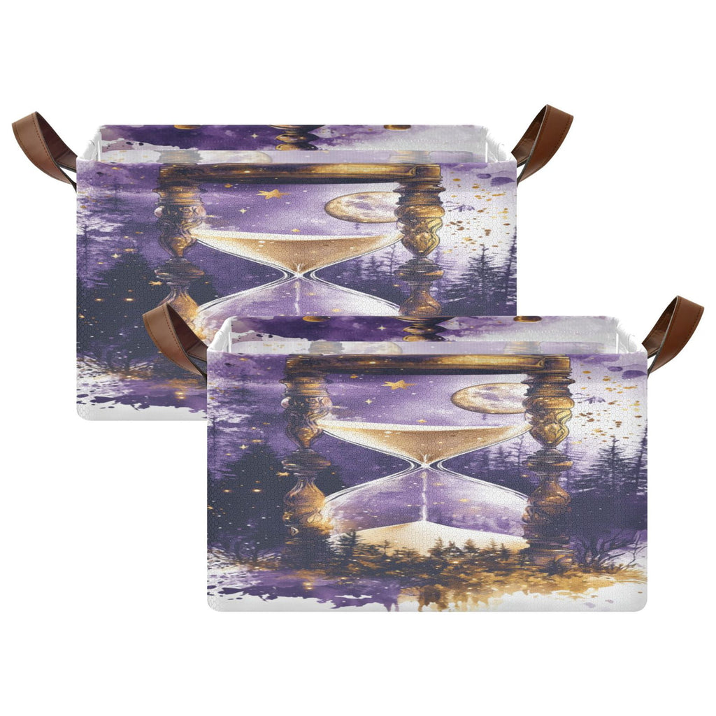 BZSMCE Collapsible Fabric Cube Storage Bins Purple Mystical Hourglass Design Pattern Storage Box
