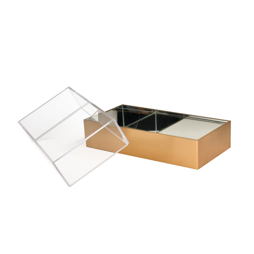Elk Home 14-Inch Wide Split Box - Bin - Basket, Contemporary, Brass