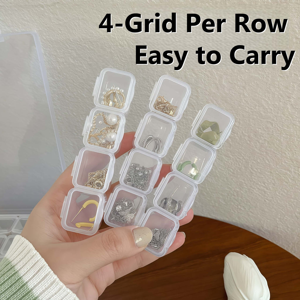 Transparent Storage Small Box, Portable Jewelry Storage Box with 56 Grids anti-oxidation