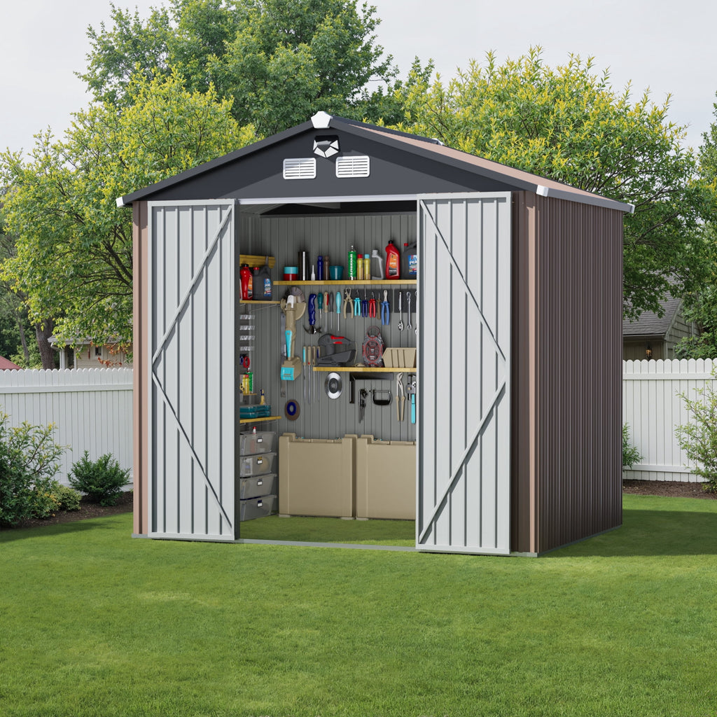 10 ft. W x 8 ft. D Outdoor Metal Tool Storage Shed with Led Light & Air Vents