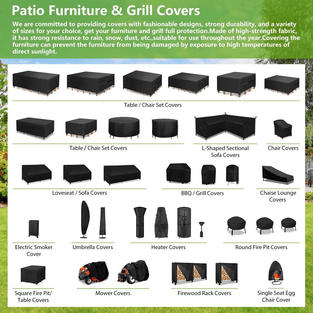Garprovm Patio Chair Cover Loveseat Cover 58x38x29 inches Outdoor Furniture Cover 420D Oxford Cloth Durable and Waterproof Patio Sofa Cover, Black