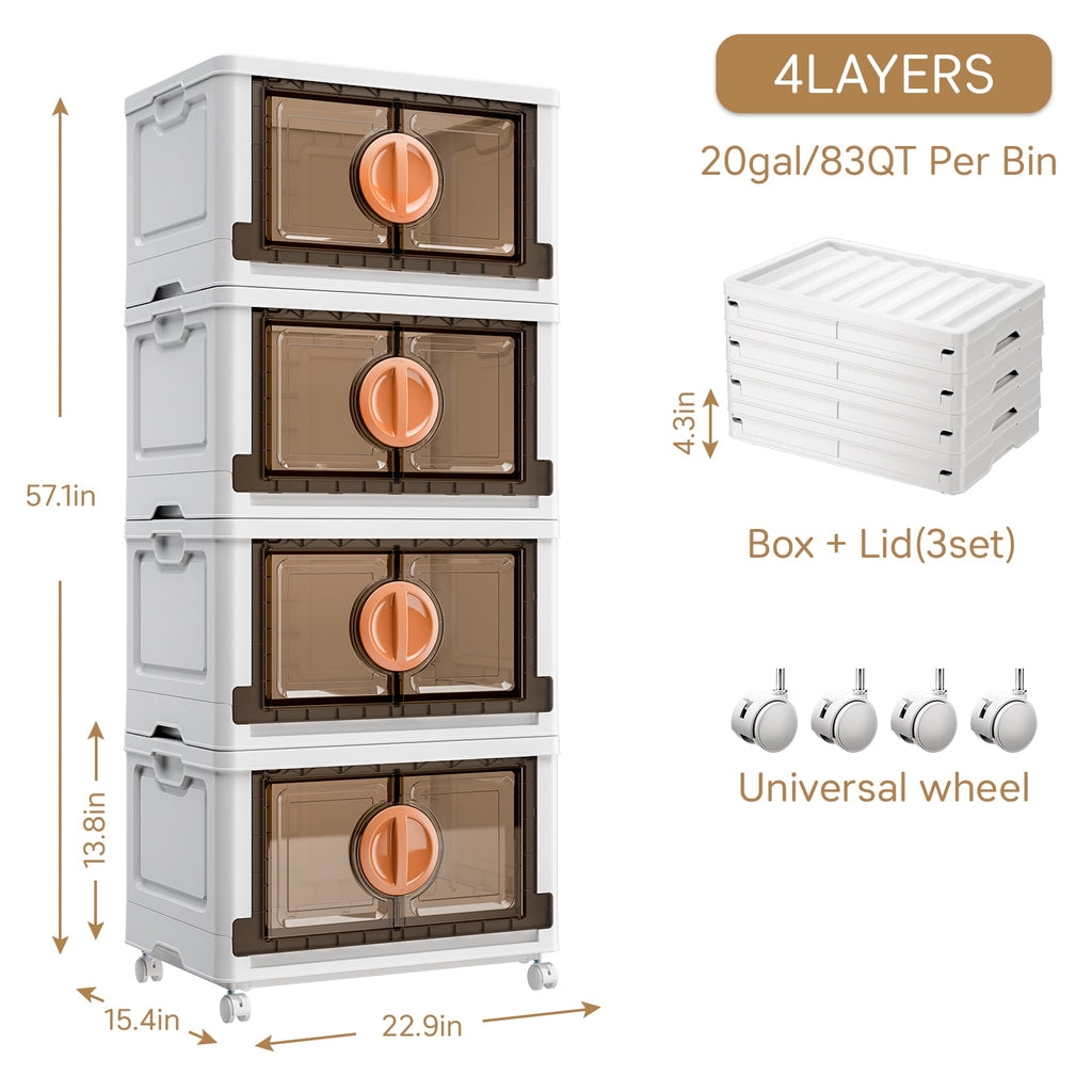 JEKO&JEKO 332Qt, Lockable Stackable Storage Bins with Lids,4 Pack, White