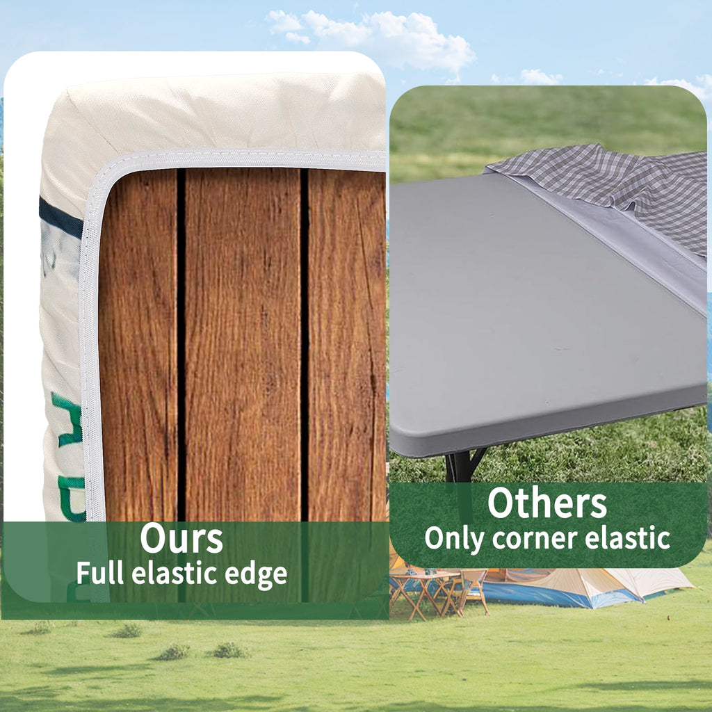 SLUMLOVE 6ft Picnic Table Bench Cover Set, Water-Repellent Elastic Edge for Camping RV Indoor Outdoor