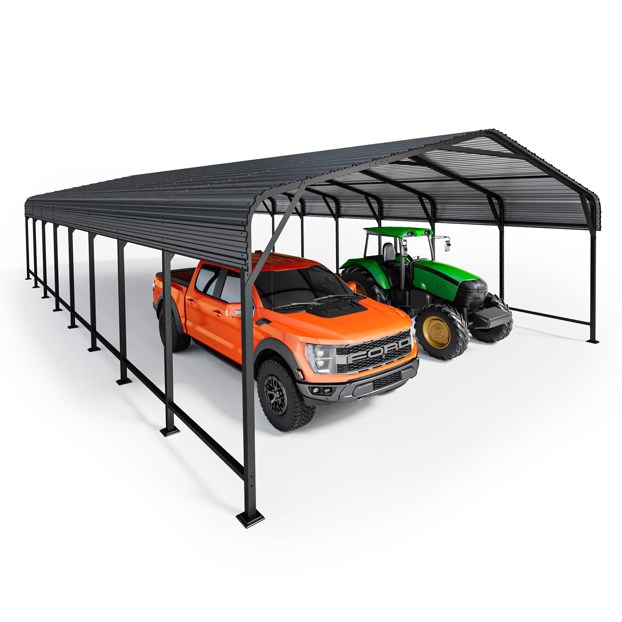 EasyHawk 20 ft x 30 ft Galvanized Steel Outdoor Carport with Steel Frame, Metal Vehicle Shelter for Car, Truck, or Equipment Storage