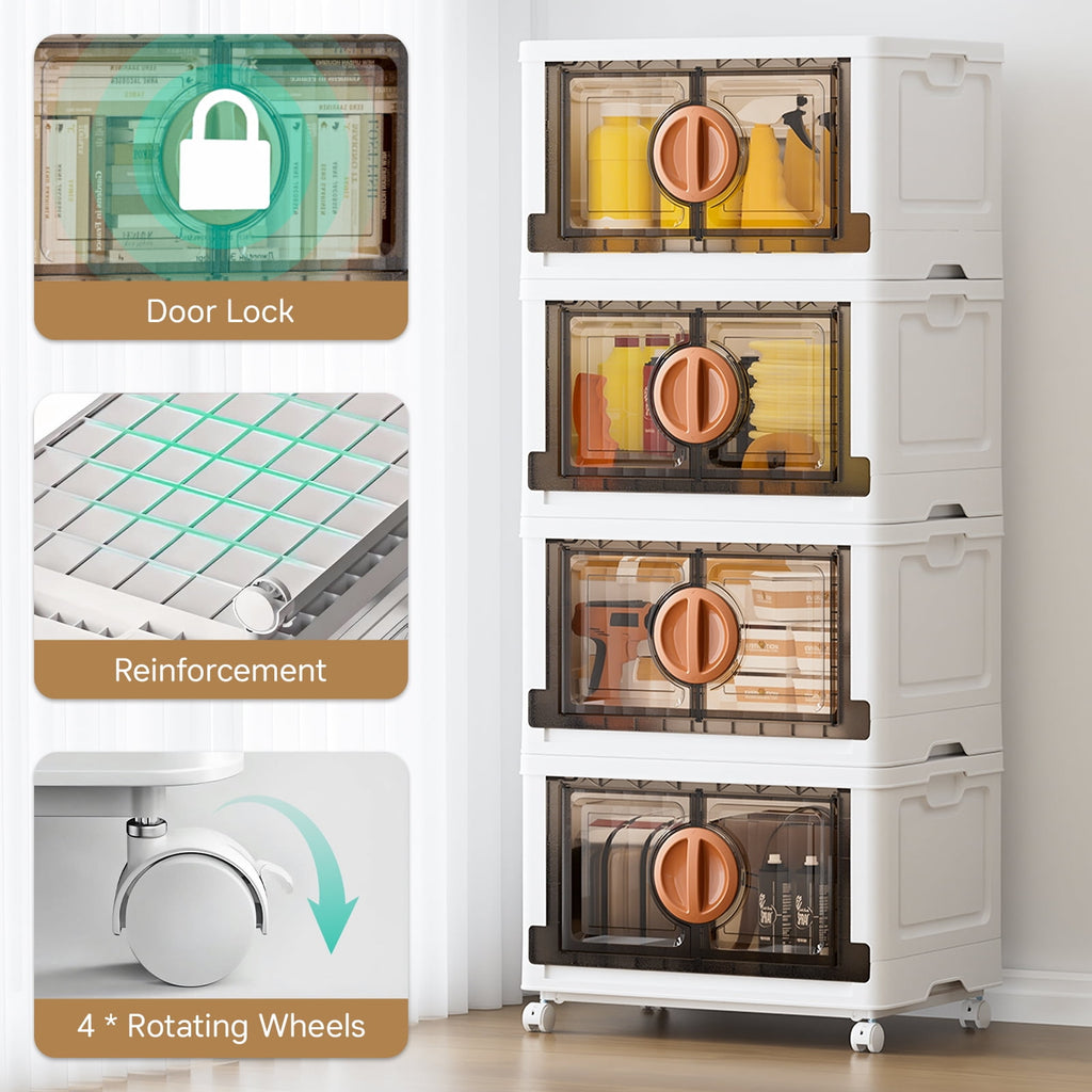 JEKO&JEKO 332Qt, Lockable Stackable Storage Bins with Lids,4 Pack, White