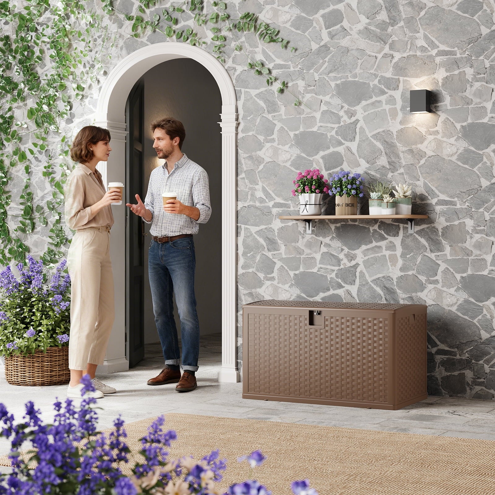 Ataucjin 120 Gal Deck Box, Weather-Resistant Outdoor Storage Box, Lockable Plastic Deck Box with Lid, Lockable Storage Bin with Built-in Handle for Patio Furniture, Pool Accessories, Gardening Tool