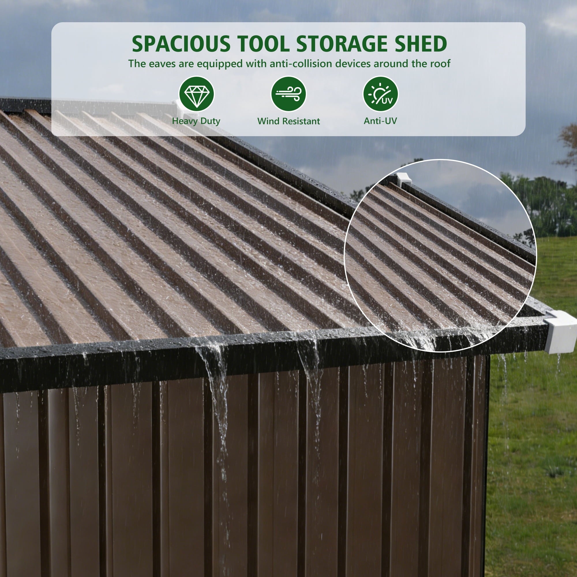 10 ft. W x 8 ft. D Outdoor Metal Tool Storage Shed with Led Light & Air Vents