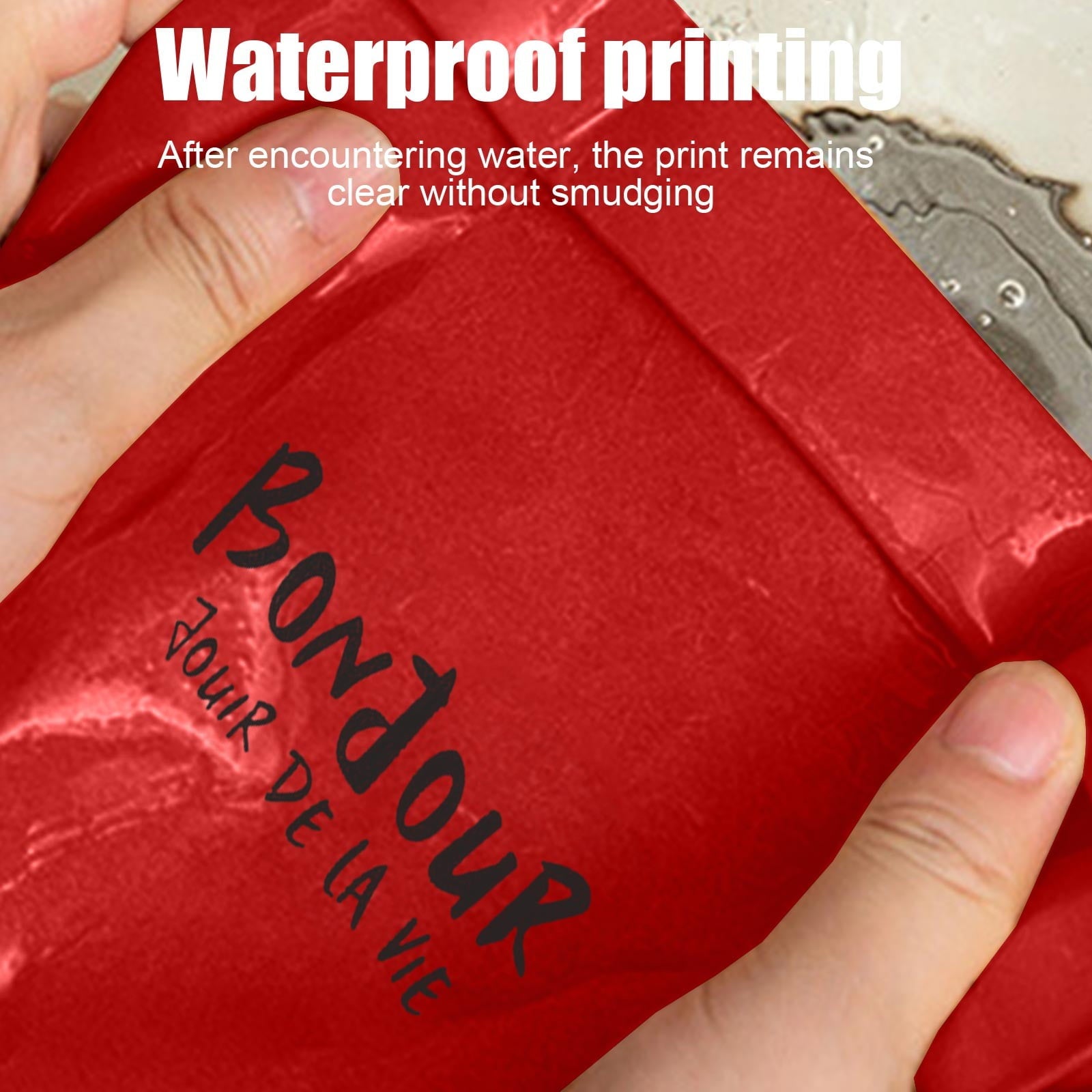 Washable Waterproof Thickened Kraft Paper Bag - Red Reusable Large Capacity Storage for Kitchen Refrigerator, Plant Pot & Food (14x14x27.5cm)