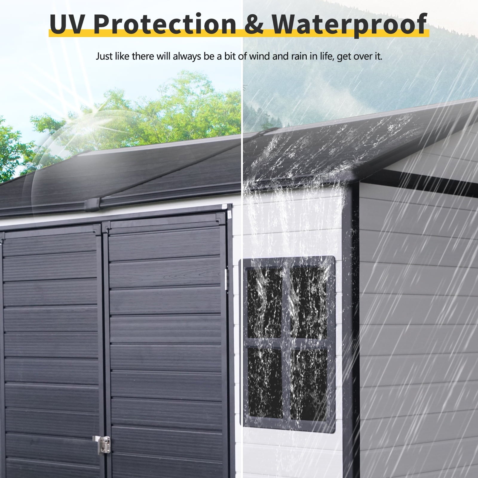 8x6 FT Outdoor Garden Storage Shed, Utility Tool Storage Shed With 2 Lockable Doors And 2 Windows, House Garden Tool Storage Shed for Outdoor, Patio, Garden