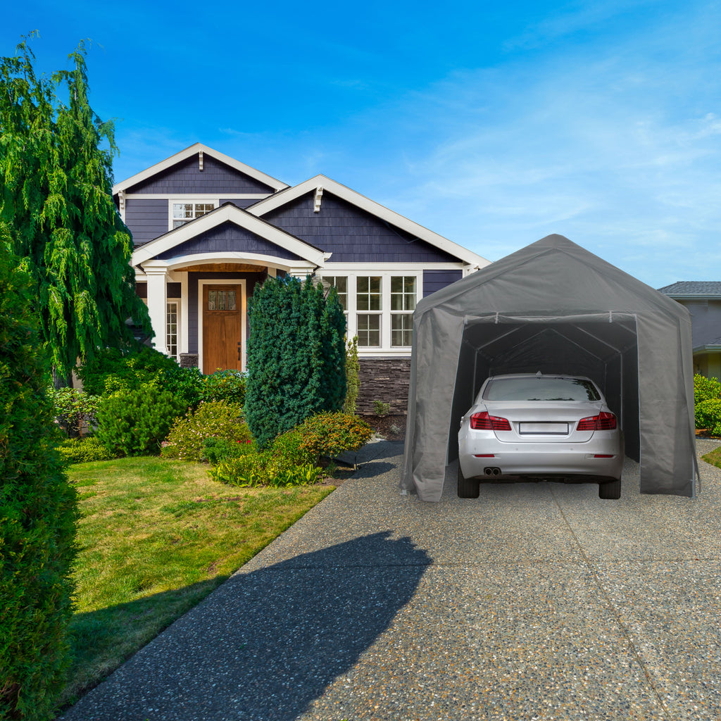ALEKO Heavy Duty Outdoor Powder Coated Steel with Weatherproof Fabric Canopy Carport Tent, 10x20 feet,  Gray
