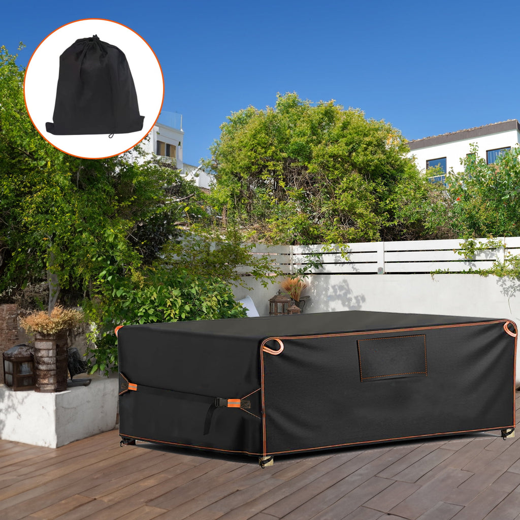 Patio Furniture Cover,600D Tough Canvas Waterproof with Air Vent Outdoor Dining Table and Chairs General Purpose Furniture Cover Size 108L x 82W x 28H inch