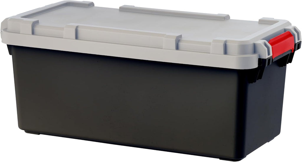 IRIS USA, 15-Gallon, Lockable Storage Trunk Box, Plastic, Black/Gray, 2Pk