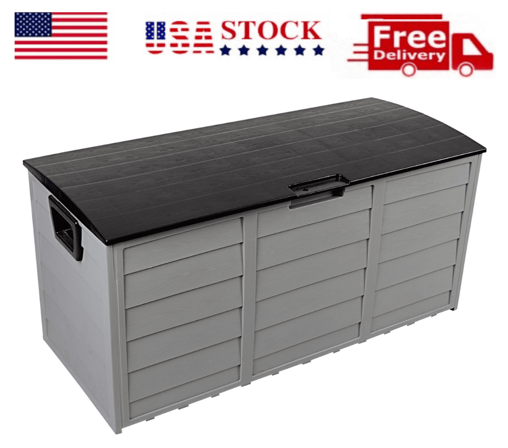 75Gallon Outdoor Garden Storage Deck Box Chest Tools Cushions Toys Lockable Seat