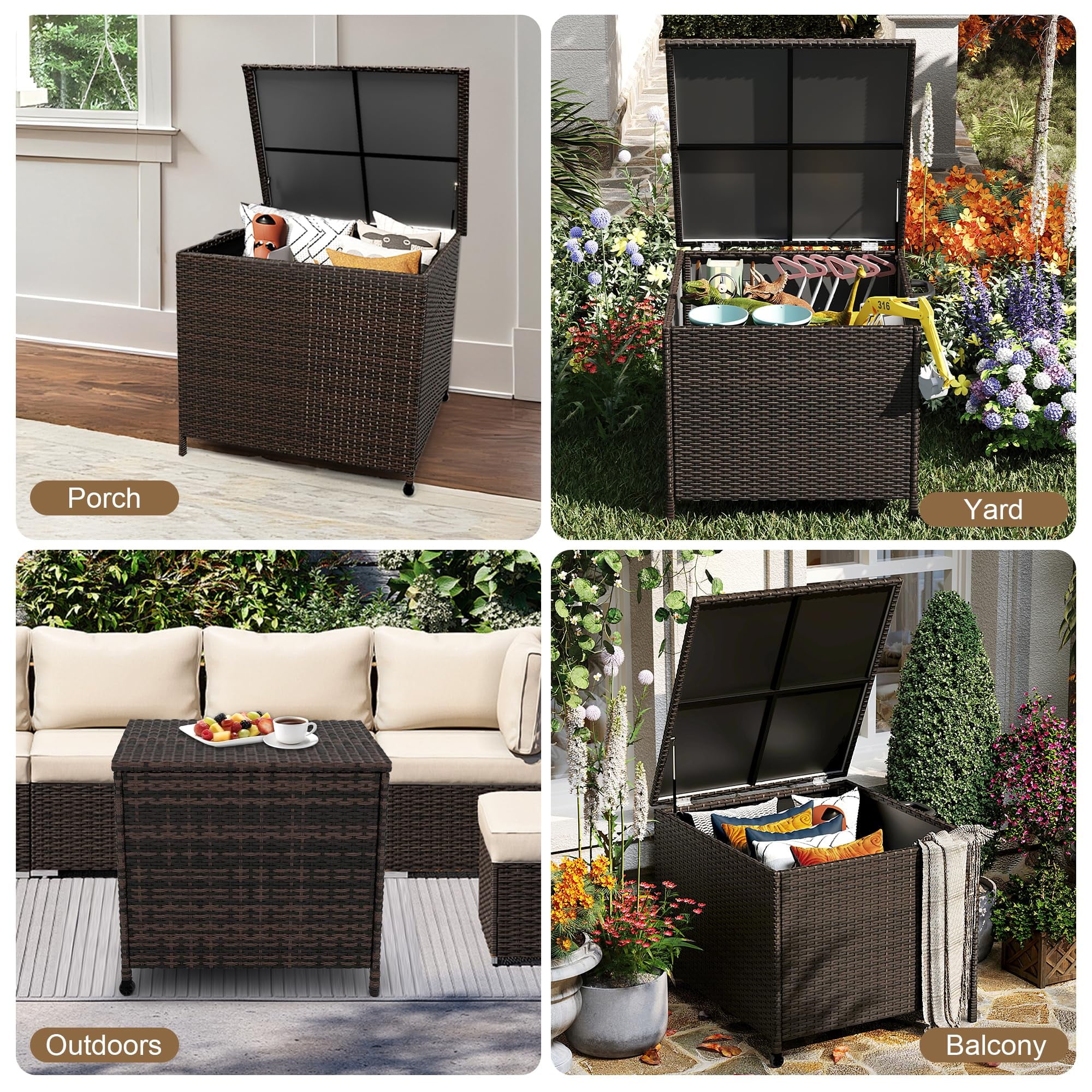 Huloretions Outdoor Patio Storage Box,80 Gallon Deck Box,Waterproof and Weather-resistant,Backyard Storage Bin for Garden Tools,Patio Furniture,Pool Supplies and Cushions