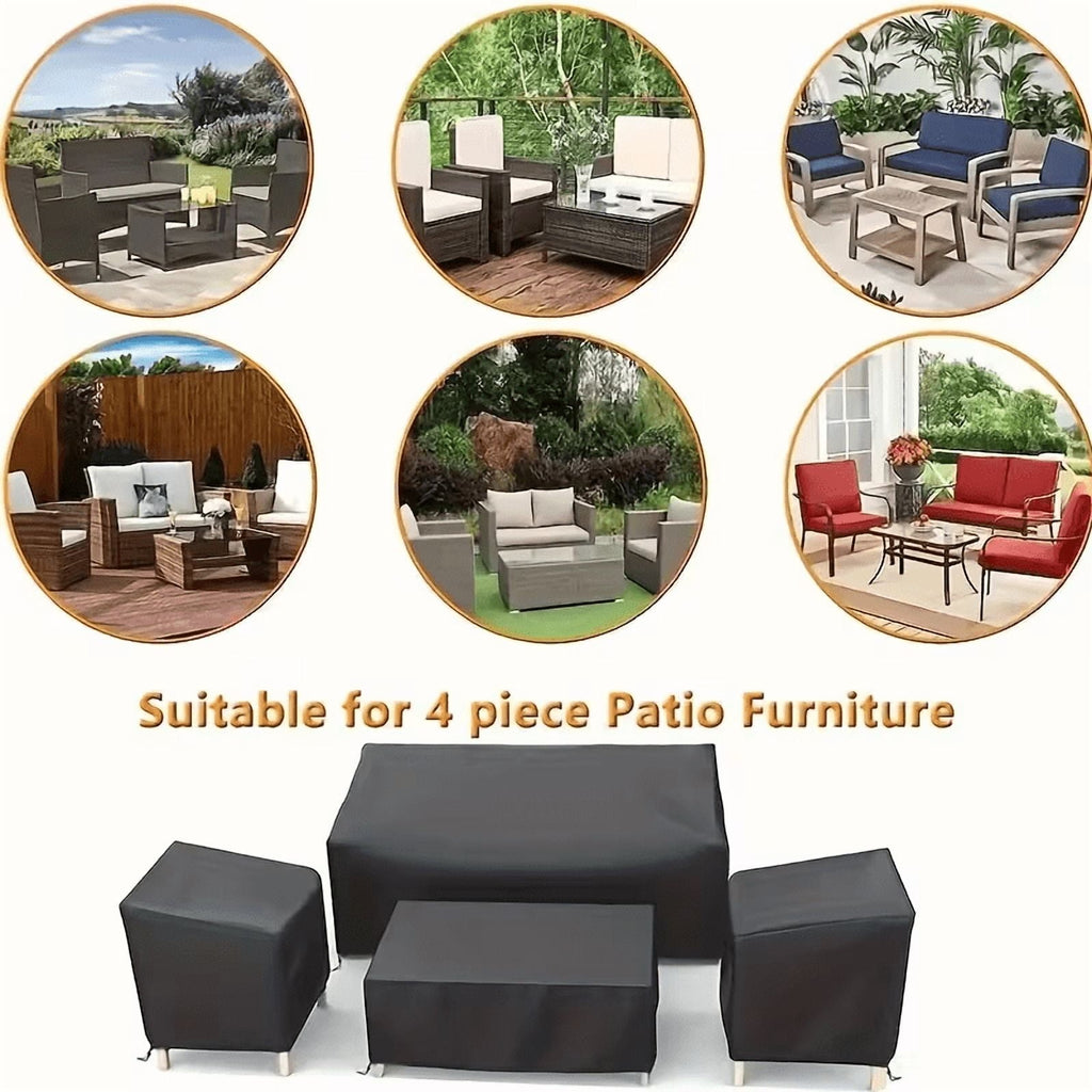 Jinyi Patio Furniture Covers, 4 Piece Outdoor Furniture Covers Waterproof, Heavy Duty Tear-Resistant Patio Chair Covers with Windproof Buckle Strap and Adjustable Drawstring