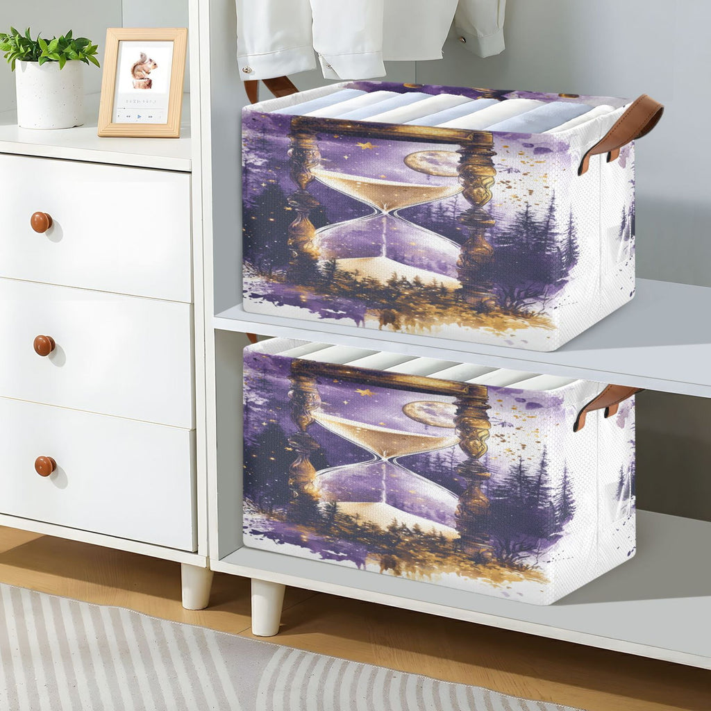 BZSMCE Collapsible Fabric Cube Storage Bins Purple Mystical Hourglass Design Pattern Storage Box