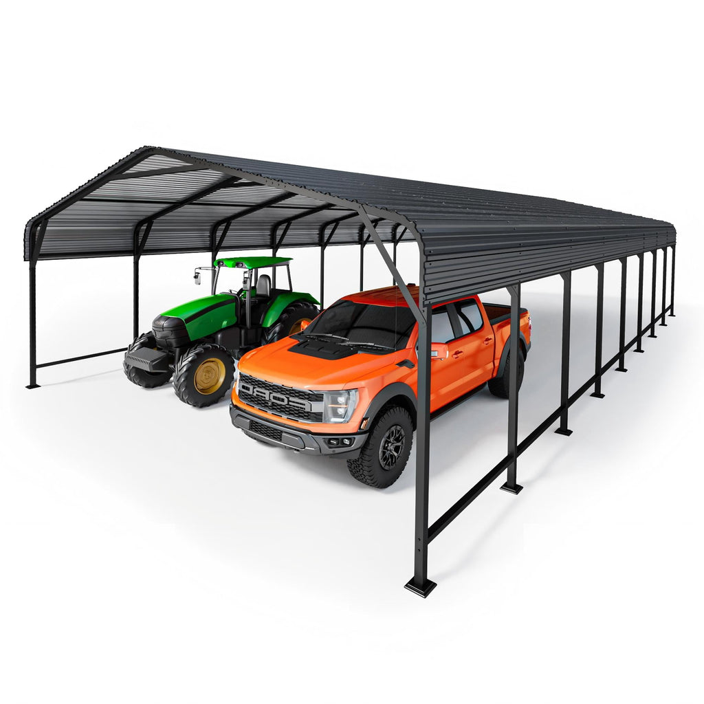 EasyHawk 20 ft x 30 ft Galvanized Steel Outdoor Carport with Steel Frame, Metal Vehicle Shelter for Car, Truck, or Equipment Storage