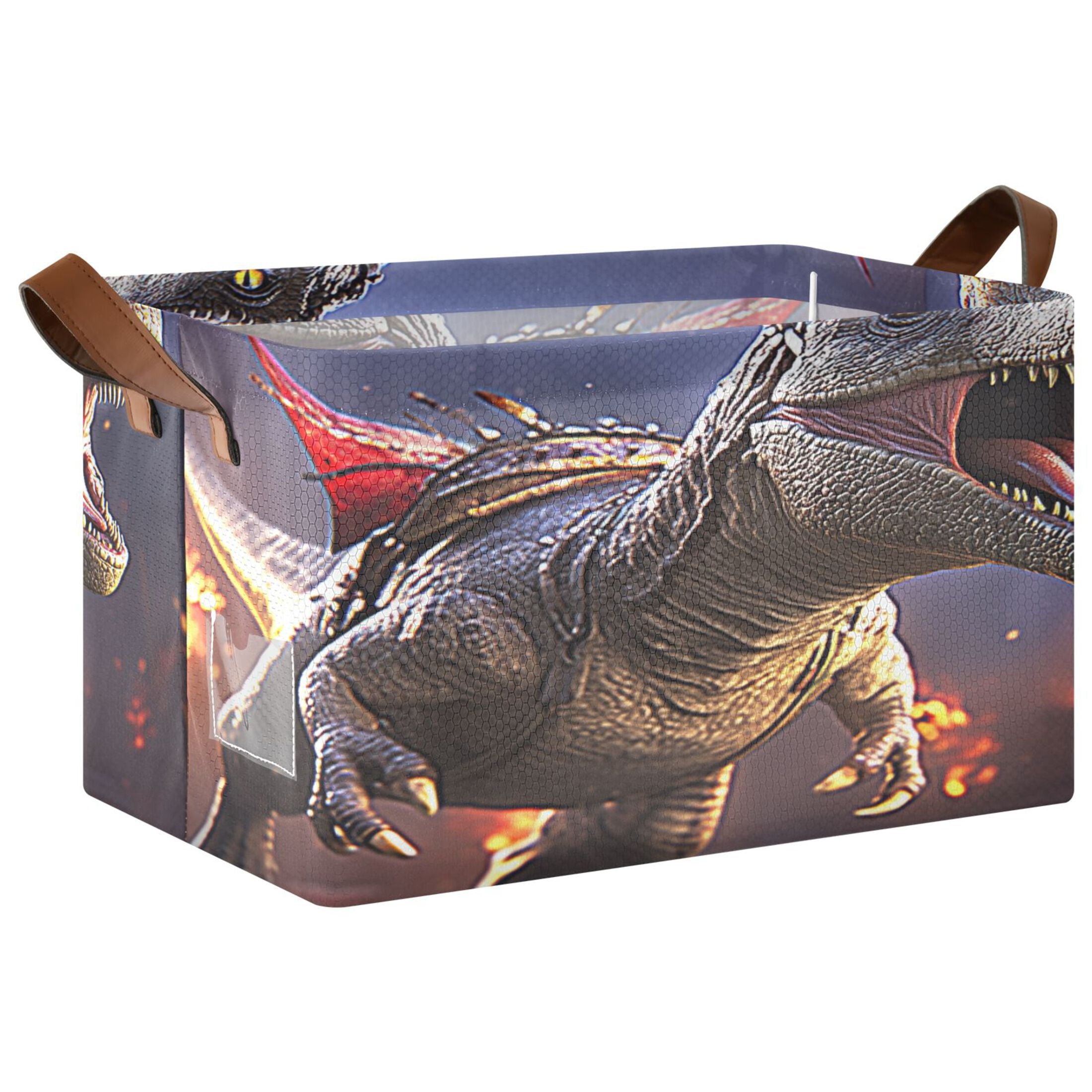 BZSMCE Collapsible Fabric Cube Storage Bins Cartoon Of Dinosaur Design Pattern Storage Box