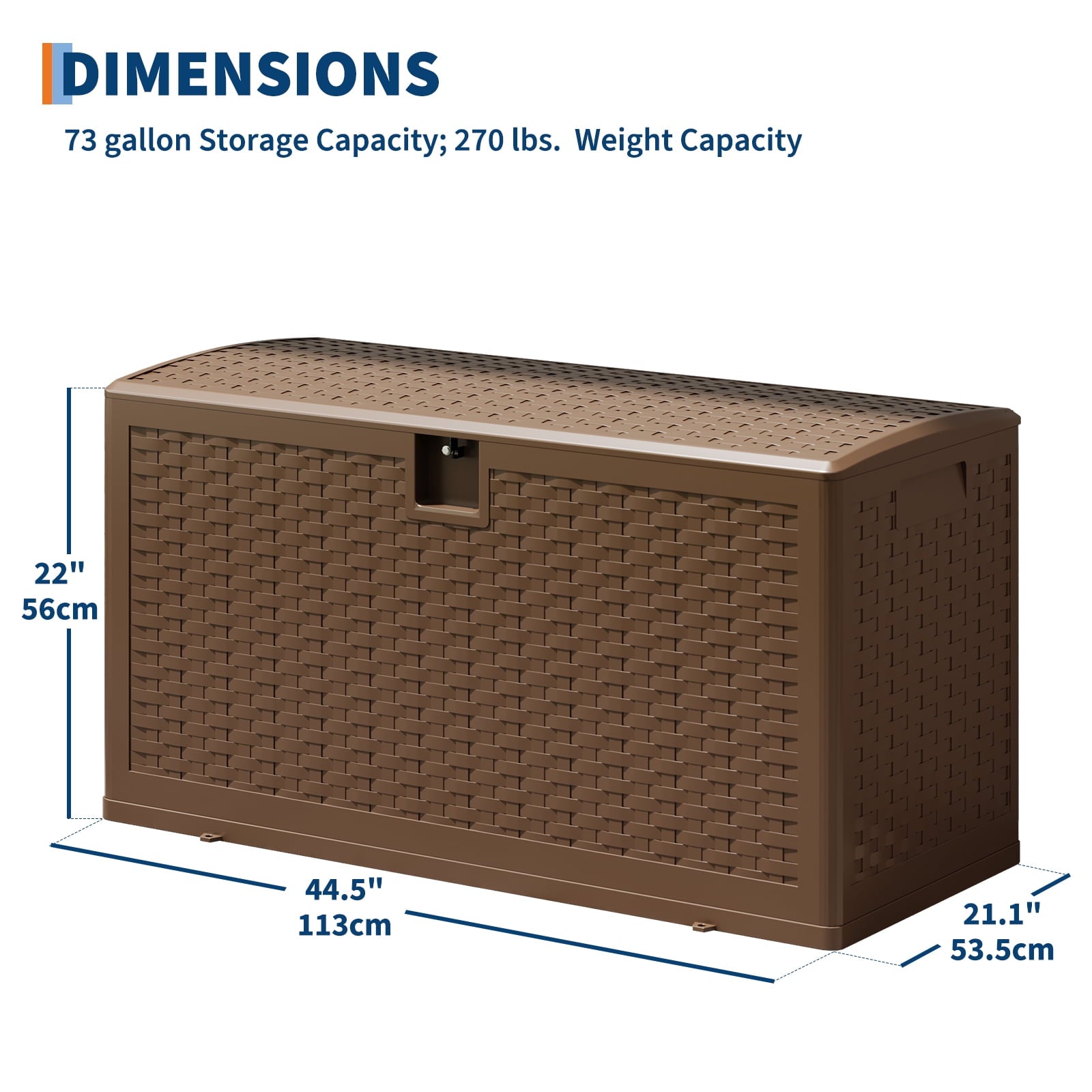 Ataucjin 73 Gallon Resin Deck Box, Lockable Outdoor Storage Bin, Waterproof Outdoor Storage Box with Lockable Lid & UV Resistant, Patio Furniture Cushion Storage Container