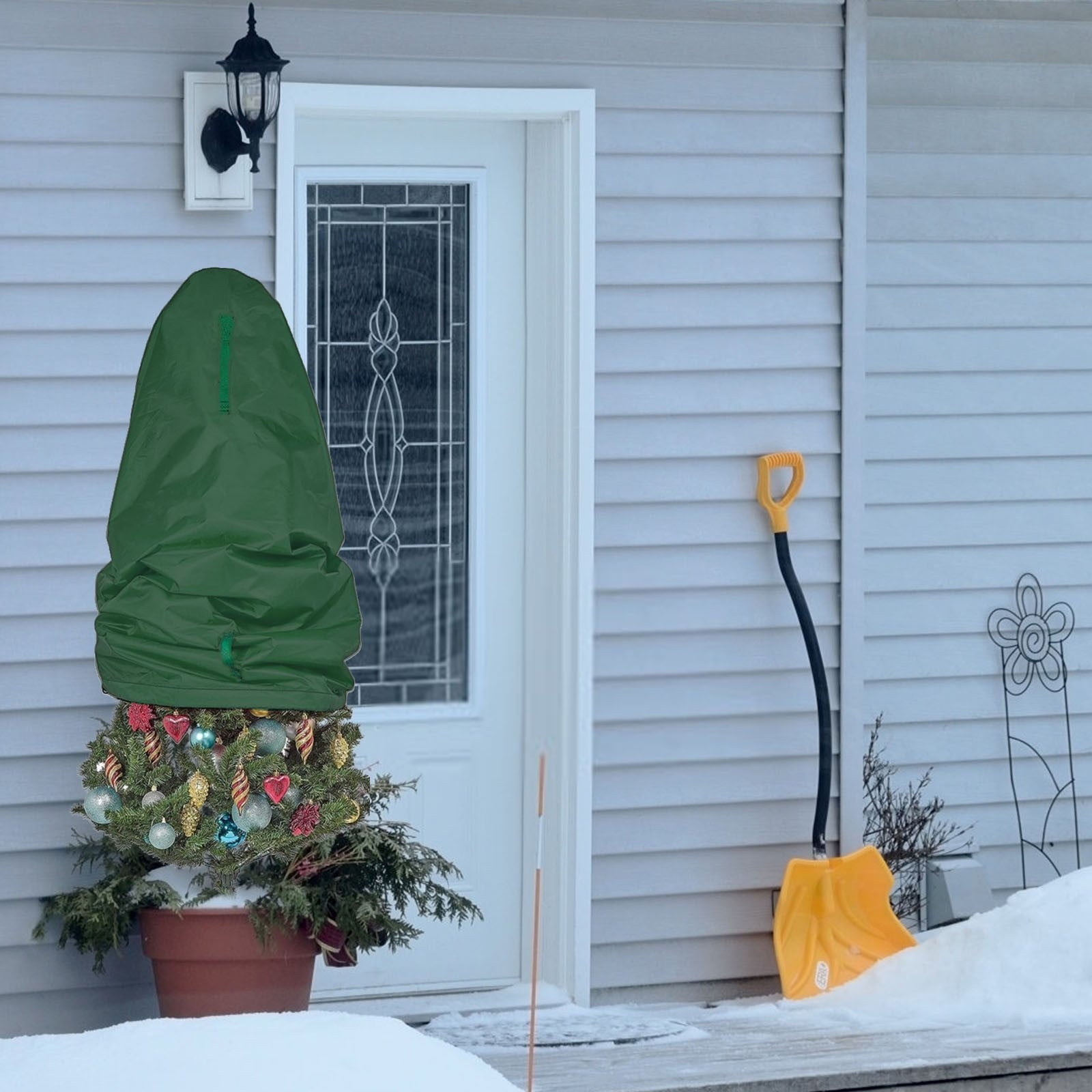 A Christmas Tree Storage Bag, Waterproof Stand-Up Cover With Zipper, Adjustable Straps, For Assembled Holiday Tree Protection, 18.1 X 10.2 X 2.8In 0.59Lb