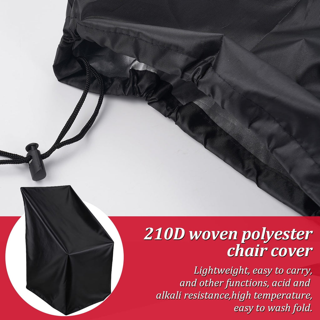 Vorfor Stacking Patio Chair Cover Waterproof Outdoor, Lounge Furniture Chair Covers Stack Chairs for All Weather Protection, Black, 25"L x 25"W x 47”H