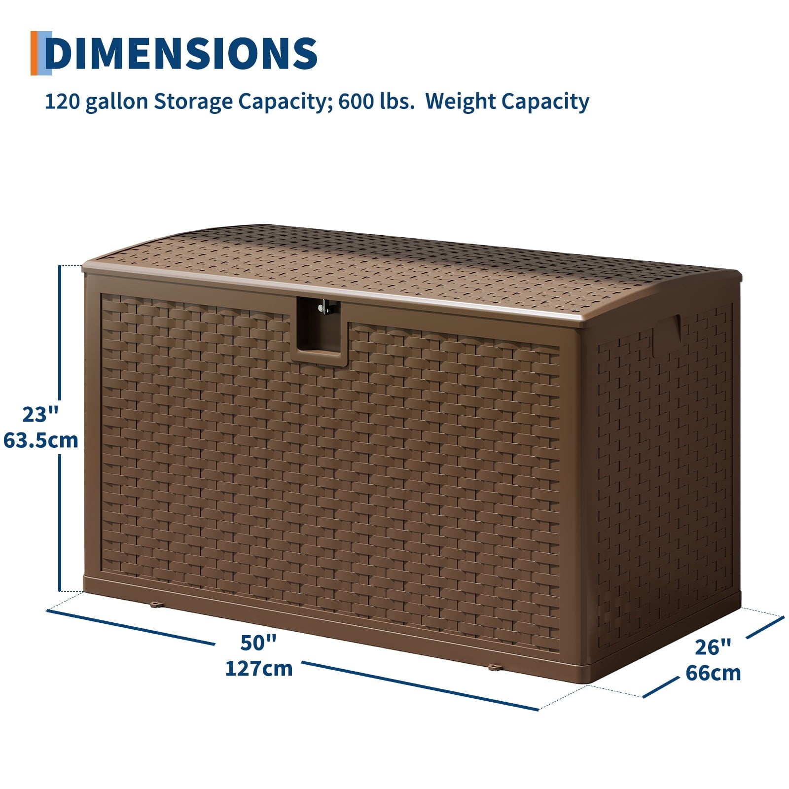Ataucjin 120 Gal Deck Box, Weather-Resistant Outdoor Storage Box, Lockable Plastic Deck Box with Lid, Lockable Storage Bin with Built-in Handle for Patio Furniture, Pool Accessories, Gardening Tool