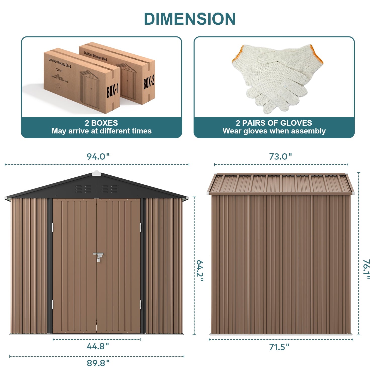 Lockable Lofka 8x6 FT Shed and Outdoor Storage Clearance - All-Weather Resistant Metal Shed, Brown