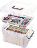 8.5 QT Plastic Storage Box with Removable 10 Compartments Tray Portable Clear Storage Container with Handle for Organizing Tool. Craft. Bead. Lego. Sewing