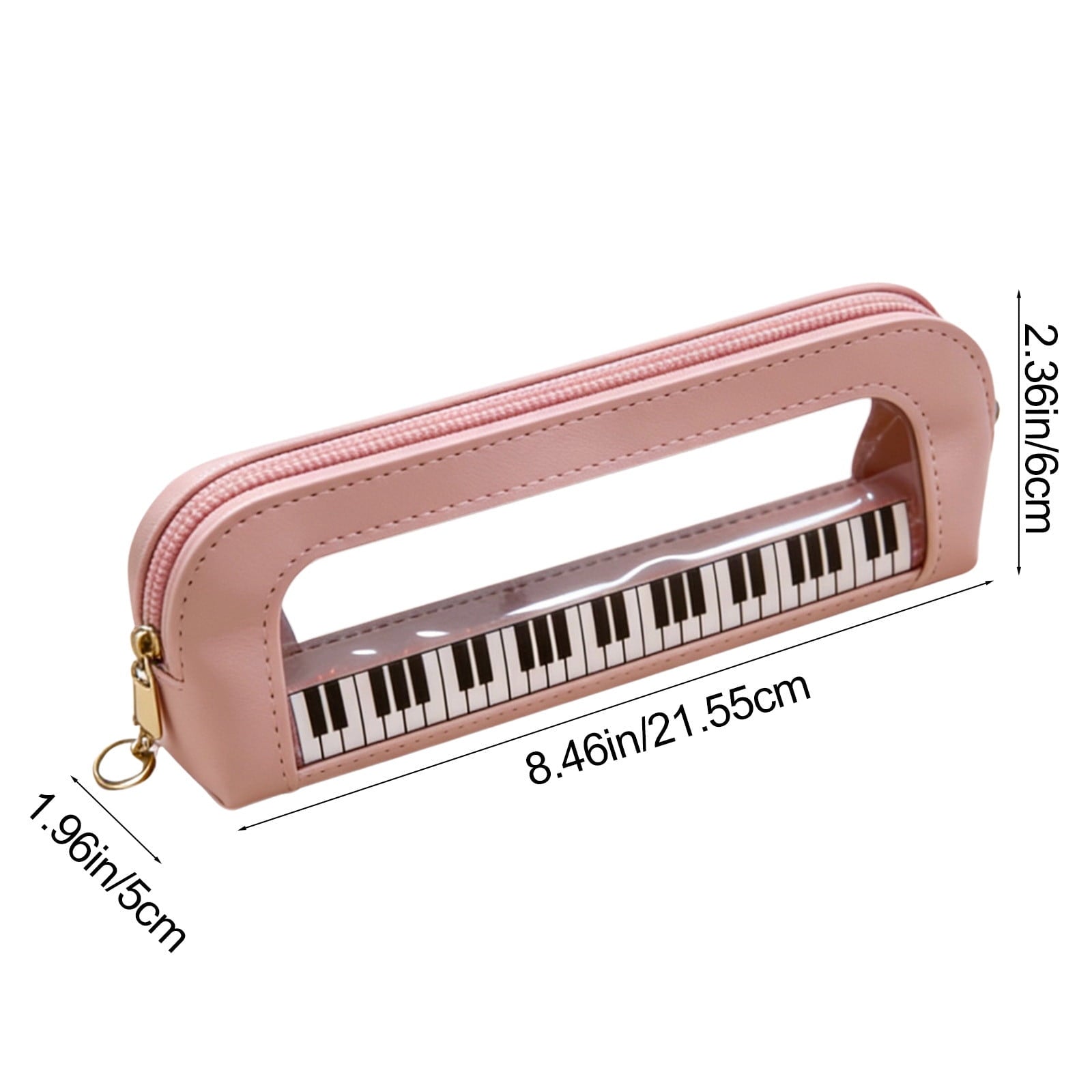 Piano Key Pattern Clear Makeup Brush Bag, Waterproof PVC Cosmetic Organizer Pouch with Faux Leather Trim, Large Capacity Travel Toiletry Bag for Women & Gi-rls, Pink