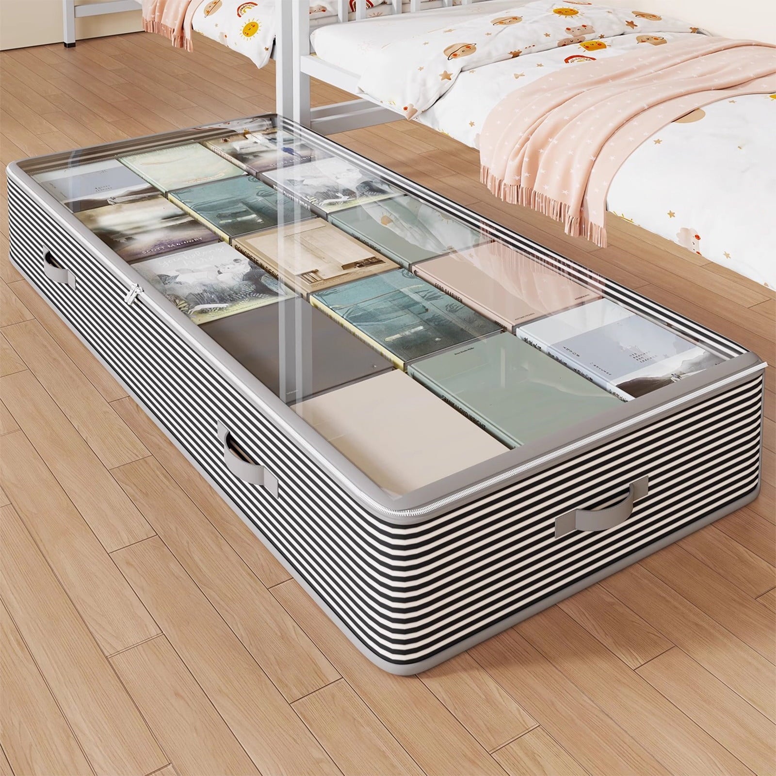 Under Bed Storage Containers with Window, Closet Organizers and Storage Bags, Foldable Underbed Storage Bags for Blankets, Clothing, Comforter, Linen Sheets, Wrapping Paper