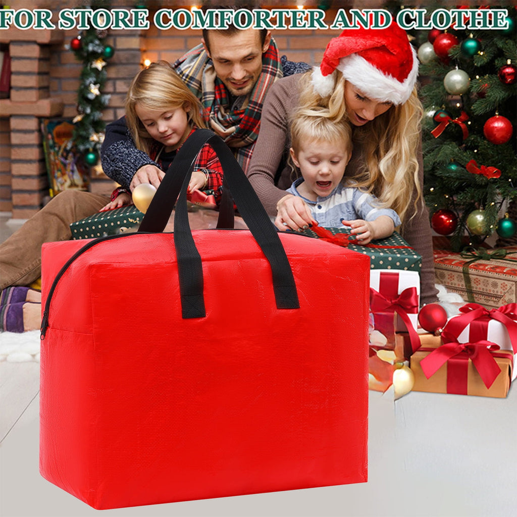 2 Pcs Holiday Ornaments Storage Bags, Christmas Storage Containers, Tearproof Xmas Gift Bag Organizer with Handles and Zipper for Decorations, Moving Bags