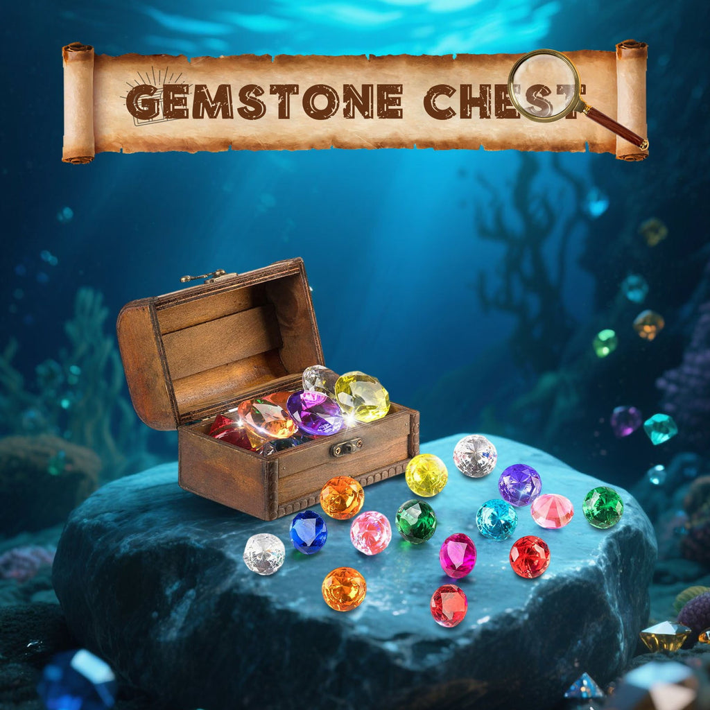 1 Set of 15 Pcs Acrylic Gemstones Kids Gemstone Toys with Pirate Treasure Chest Box