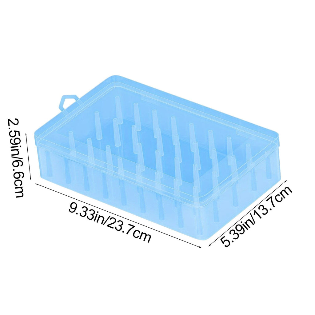 42 Spool Thread Organizer Box, Clear Plastic Sewing Storage Case for Thread, Needles, Bobbins & Accessories, Portable Desktop Craft Organizer (Light Blue)