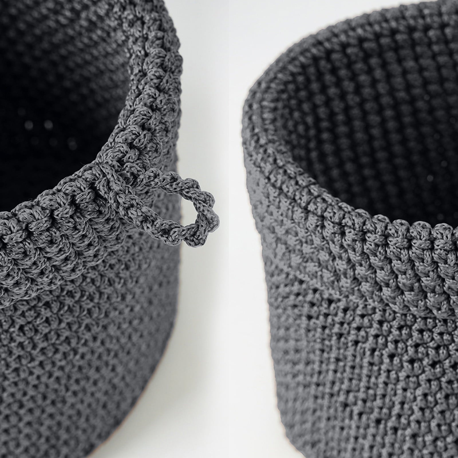 Wall Hanging Storage Basket, Handwoven Cotton Rope Bedside Organizer, Small Gray Wall Mounted Bin for Bedroom, Office, Nursery, Space-Saving for Remotes, Books, Phone