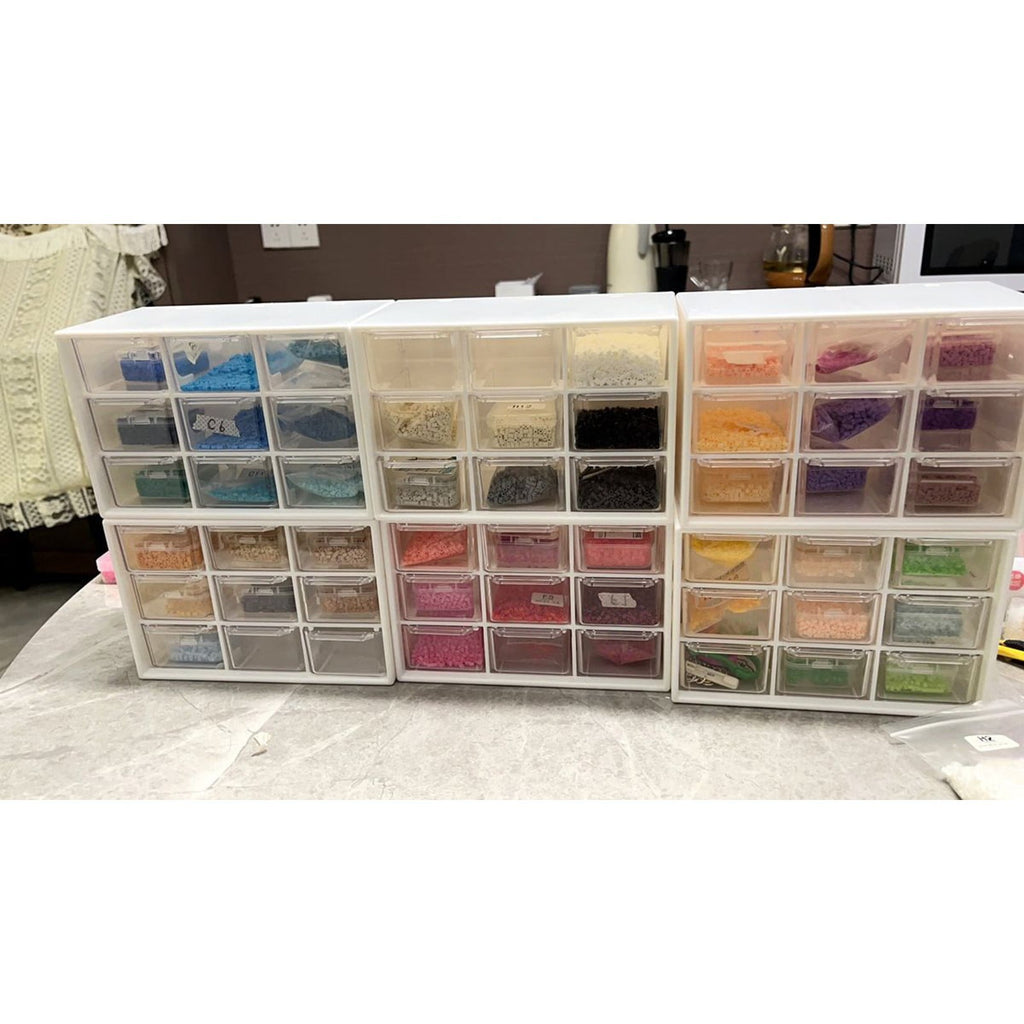 9-Drawer Desktop Storage Cabinet, Clear Plastic Craft & Jewelry Organizer Box for Beads, Stationery, and Small Parts, Stackable Mini Makeup Organizer