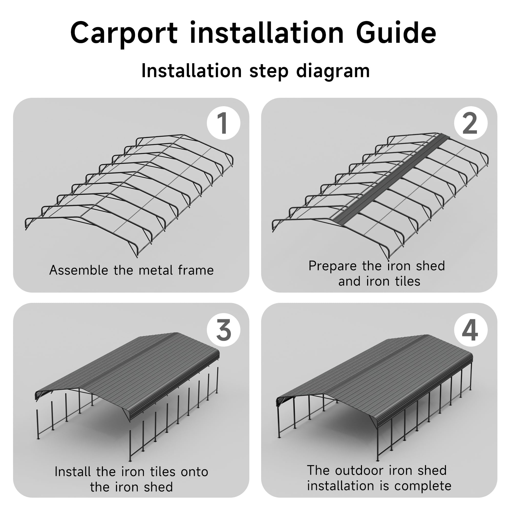 EasyHawk 20 ft x 30 ft Galvanized Steel Outdoor Carport with Steel Frame, Metal Vehicle Shelter for Car, Truck, or Equipment Storage