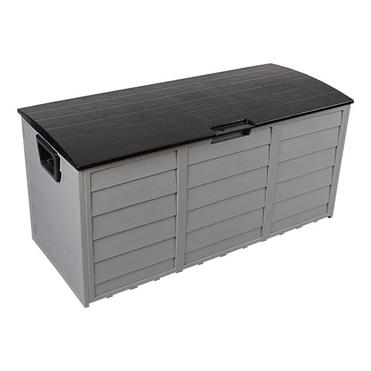 75 Gallon Resin Deck Box, SINWE Storage Chest on Wheels, Backyard Waterproof Storage Cabinet for Patio Furniture Cushions, Garden Tools, Kids' Toys, Black