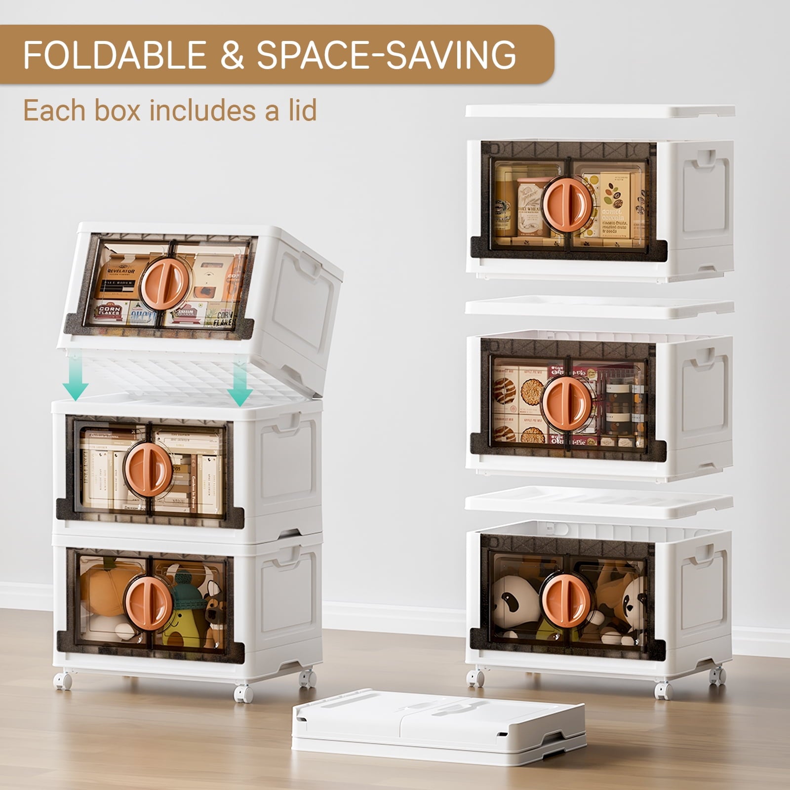 JEKO&JEKO 332Qt, Lockable Stackable Storage Bins with Lids,4 Pack, White