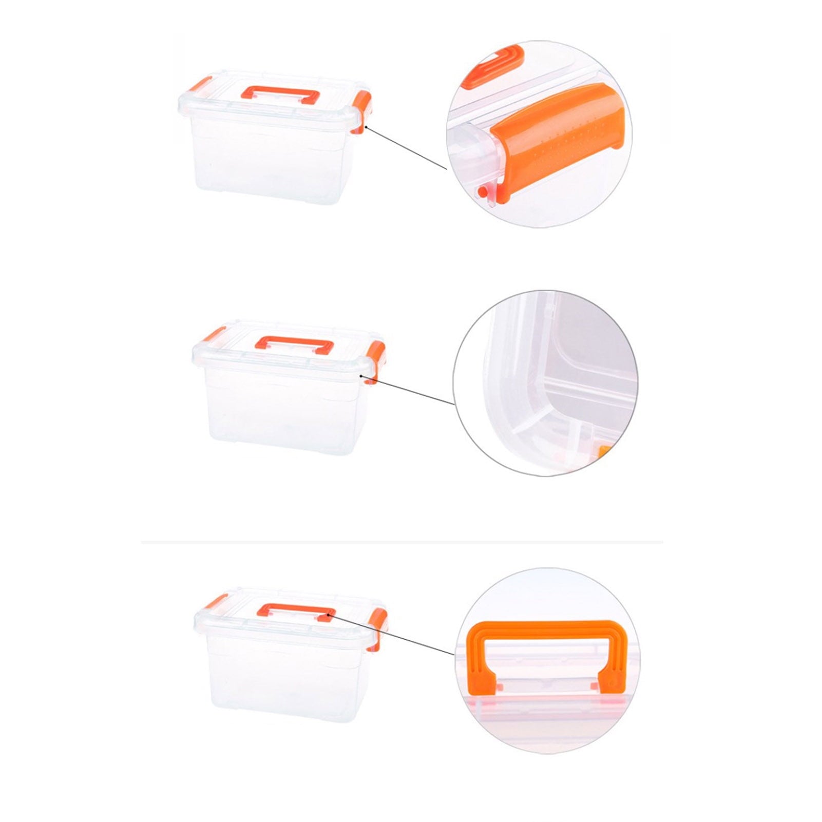 Kitchenware Transparent Storage Box, Large Capacity Stackable Plastic Storage Bin for Toys Orange L