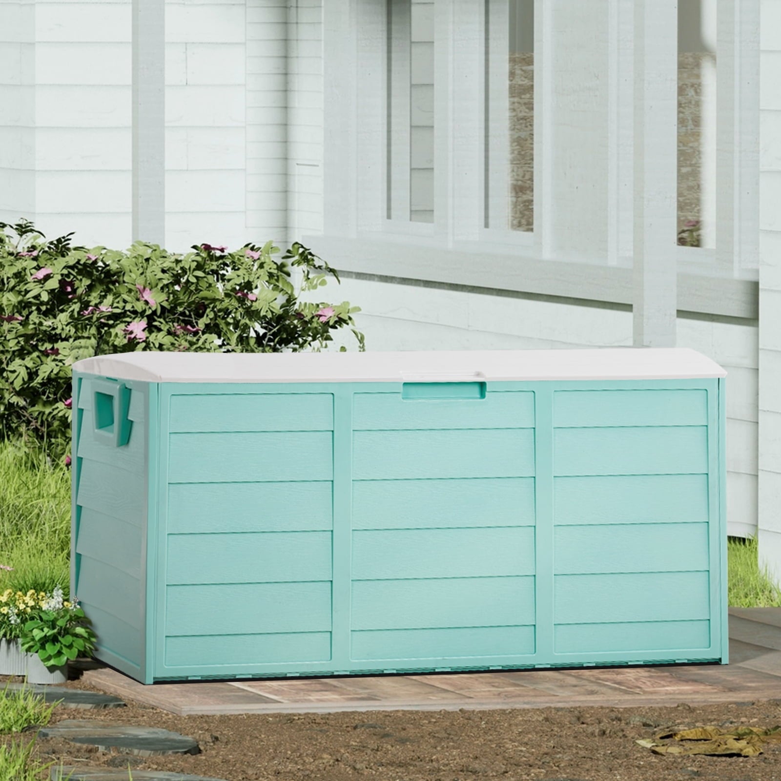 Ktaxon 75gal Outdoor Garden Resin Storage Deck Box Tools Green