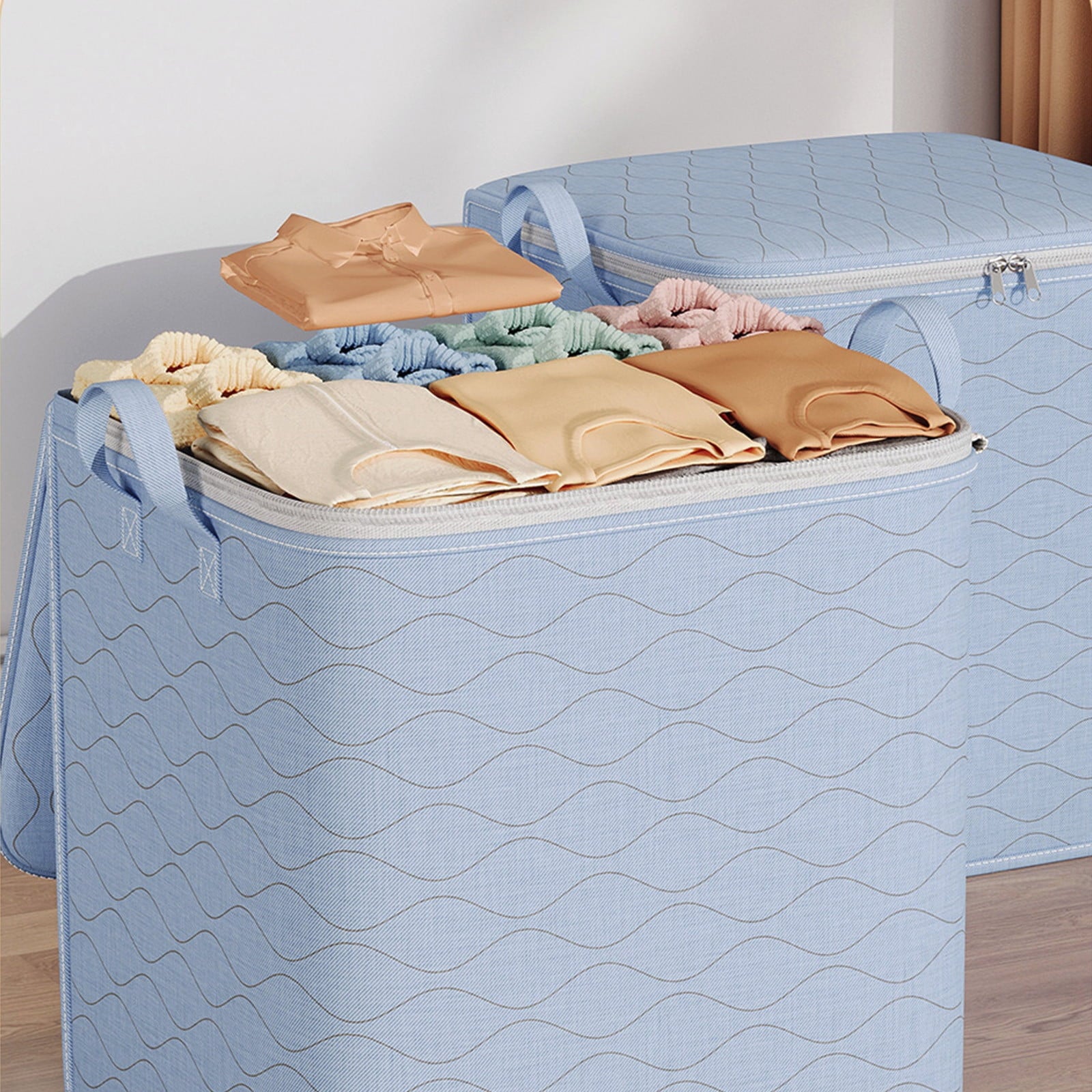 Large Capacity Fabric Storage Bag with Clear Window & Reinforced Handle for Clothes, Blankets, Comforters, Bedding | Foldable Closet Organizer Bin Under Bed Container
