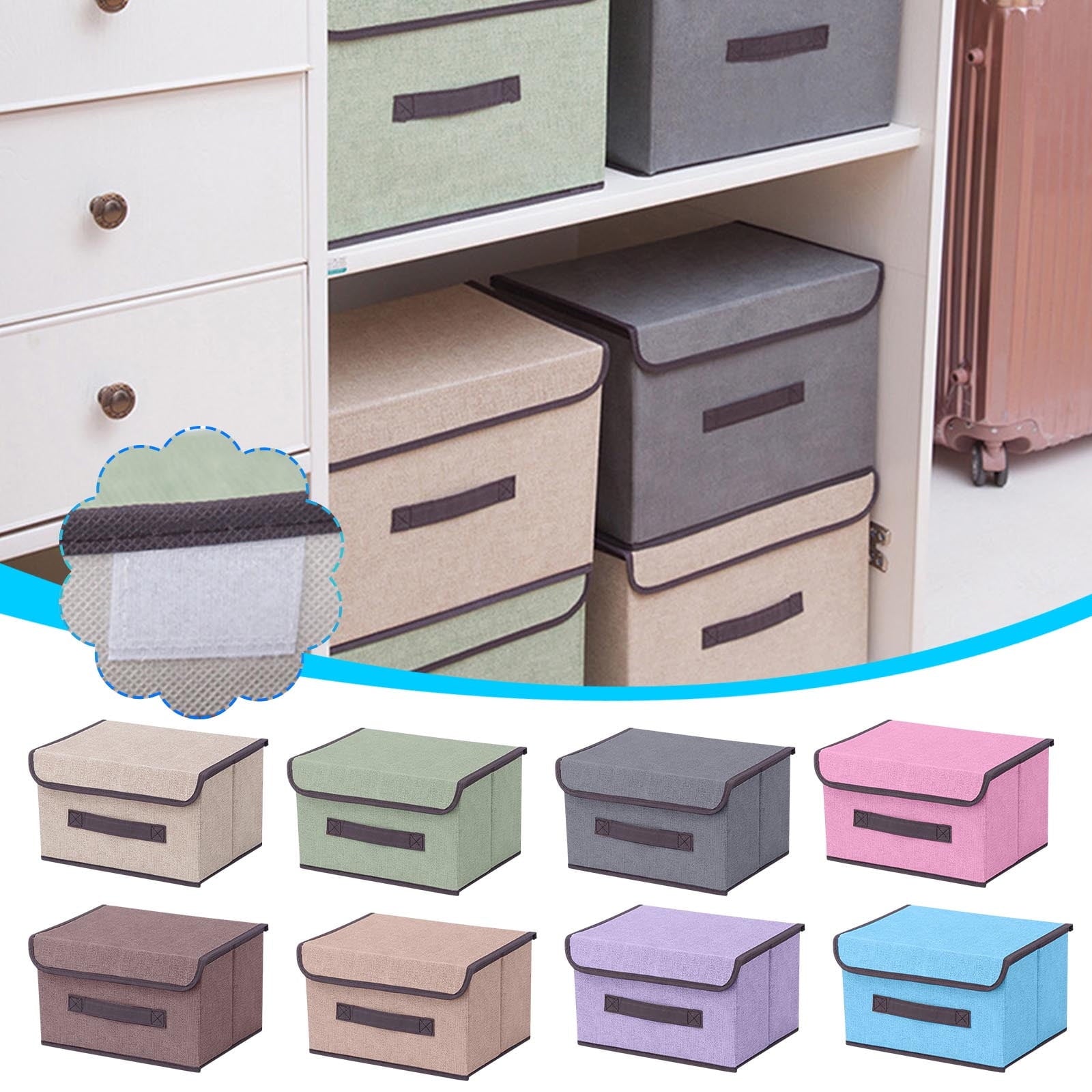 Purple Foldable Fabric Storage Box With Lid And Polyester Material For Clothing Organizer, Home Decluttering, Daily Use 14.17X9.84X9.06In 2Pc