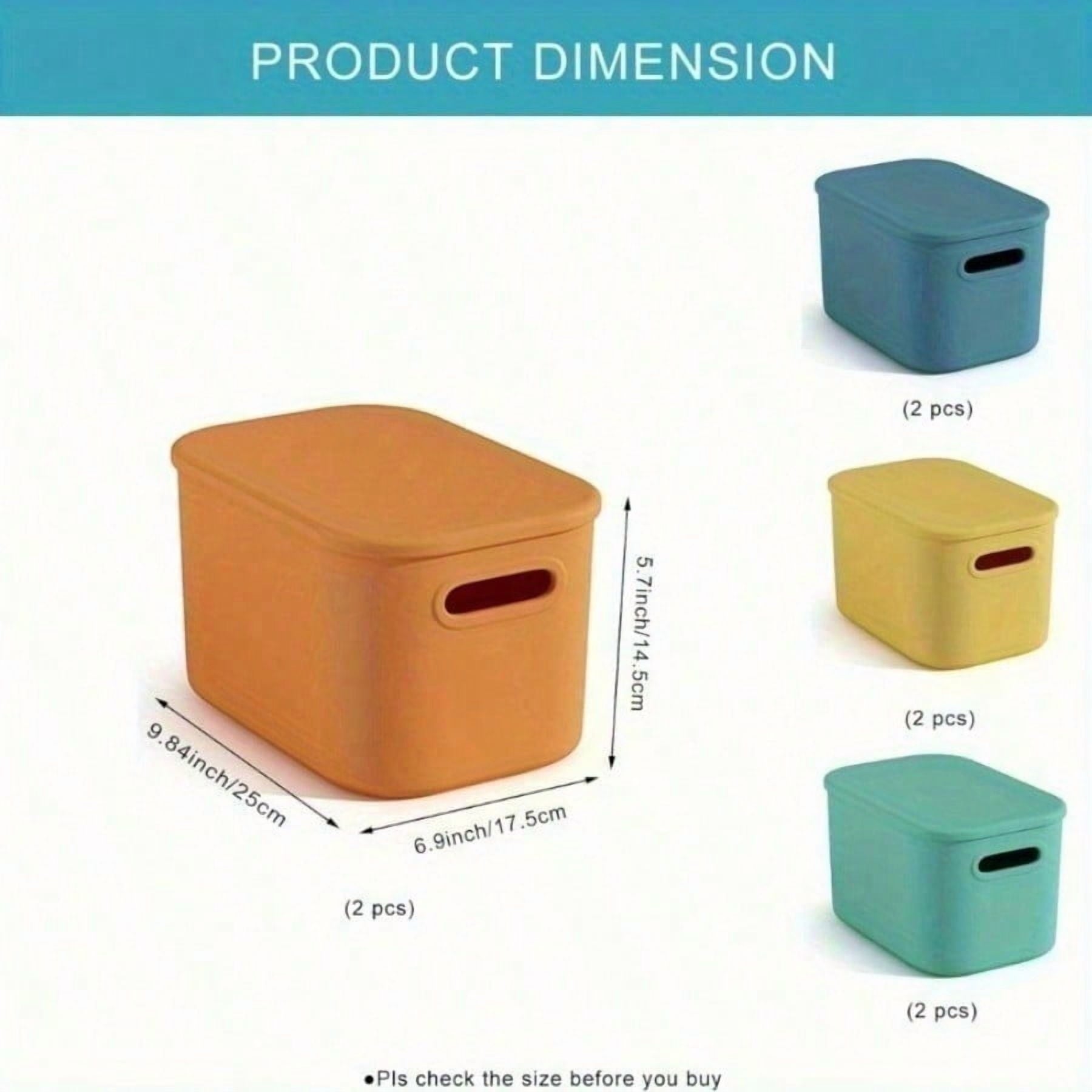 8 Pack Colorful Storage Bins with Lids Stackable Storage Container for Organizing, Storage Boxes with Handle for Shelves, Cute Storage Bin for Craft, Snacks, 9.84x6.9x5.7 inch