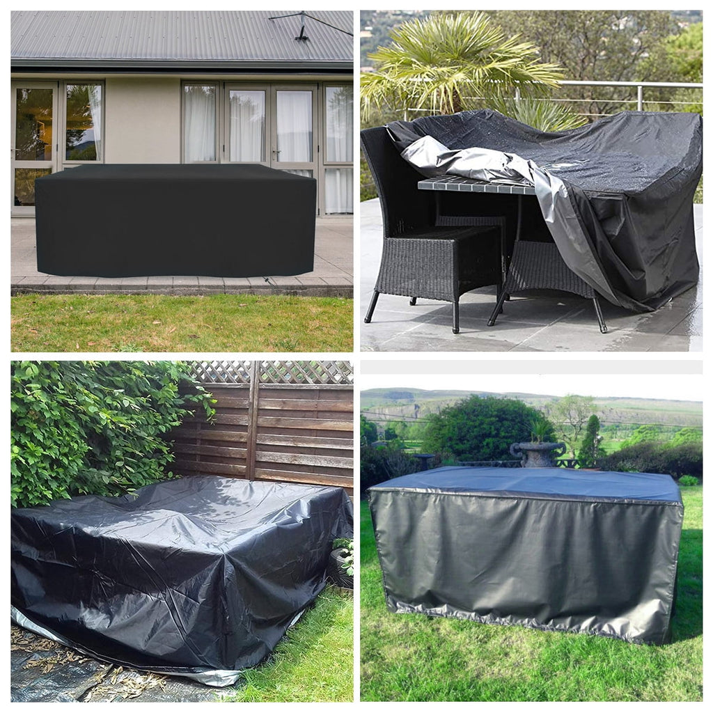 GARPROVM 124" x 63" x 29" Black Patio Furniture Set Cover, Waterproof