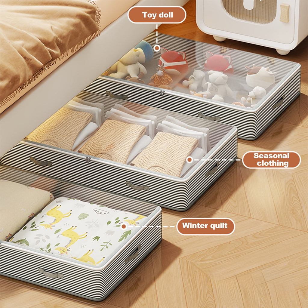 Under Bed Storage Containers with Window, Closet Organizers and Storage Bags, Foldable Underbed Storage Bags for Blankets, Clothing, Comforter, Linen Sheets, Wrapping Paper