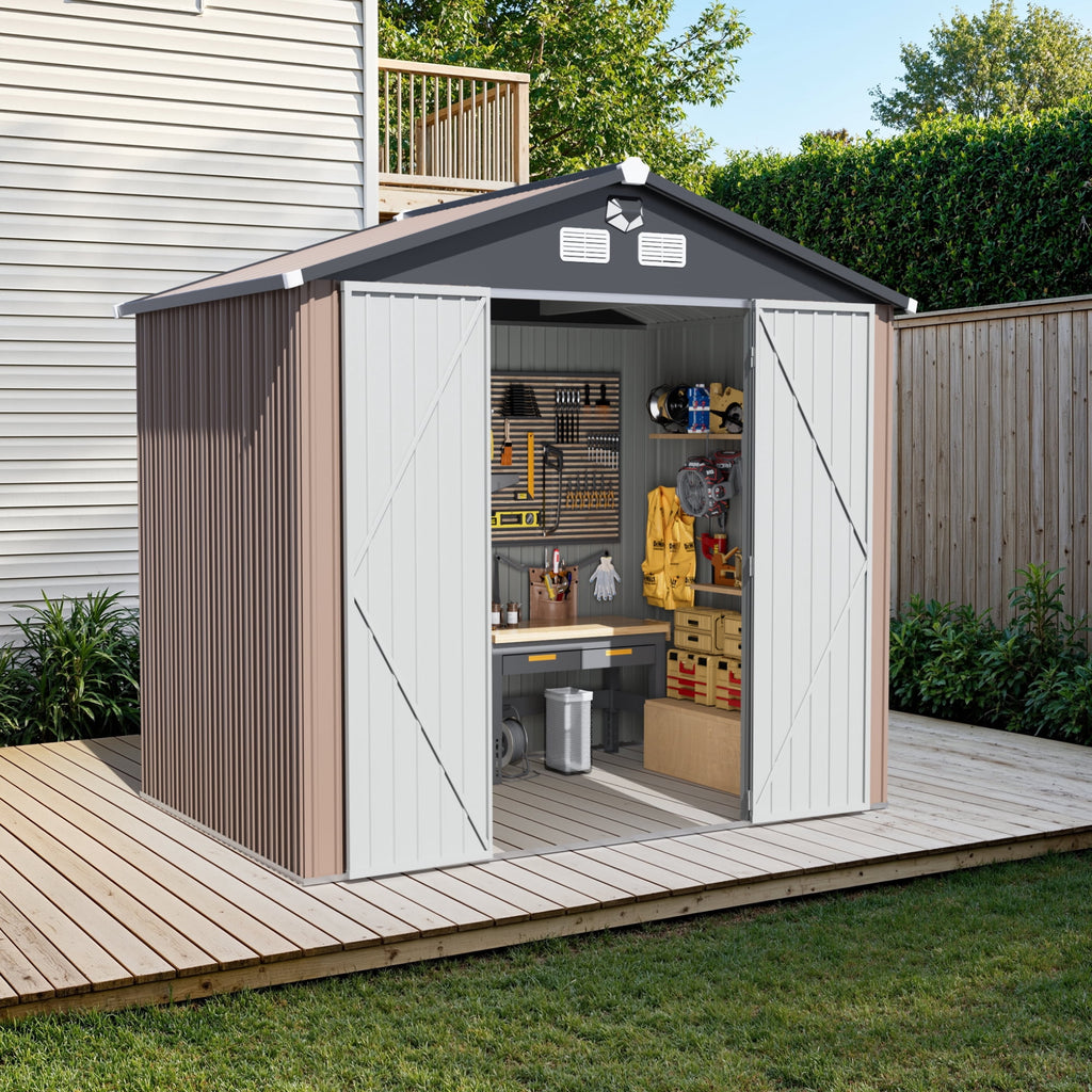 10 ft. W x 8 ft. D Outdoor Metal Tool Storage Shed with Led Light & Air Vents