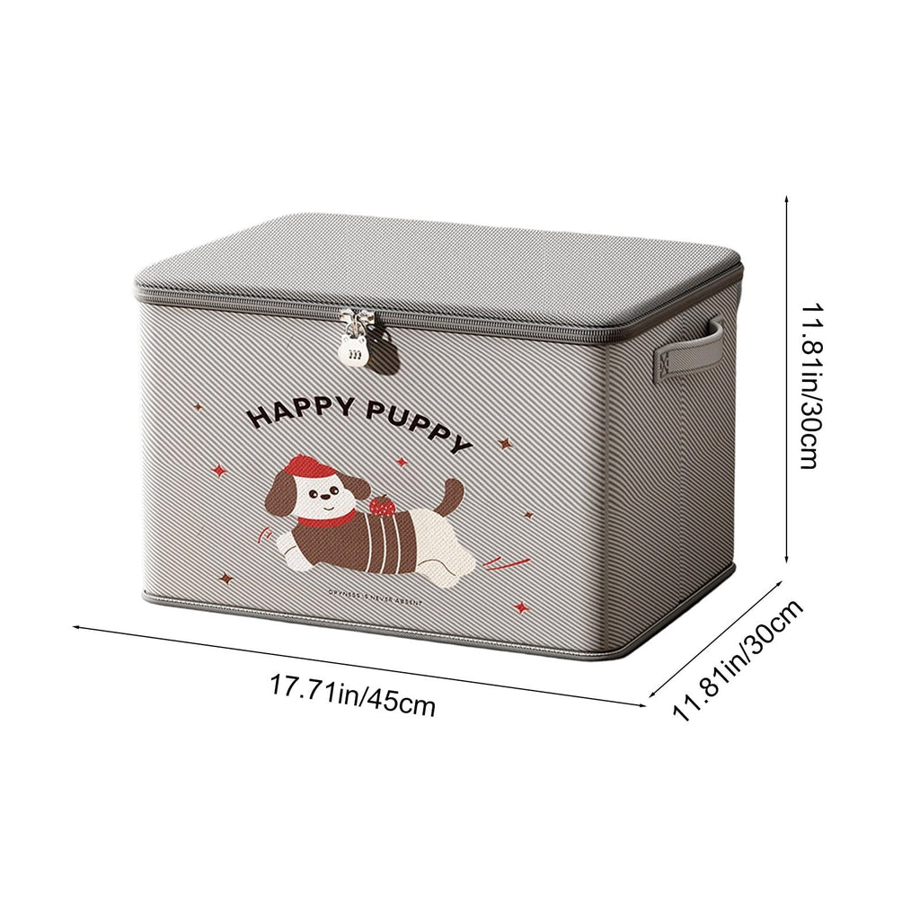 Lockable Dog Pattern Storage Bag with Combination Lock, 15x10 Inch Fabric Toy Organizer Bin for Clothes & Toys