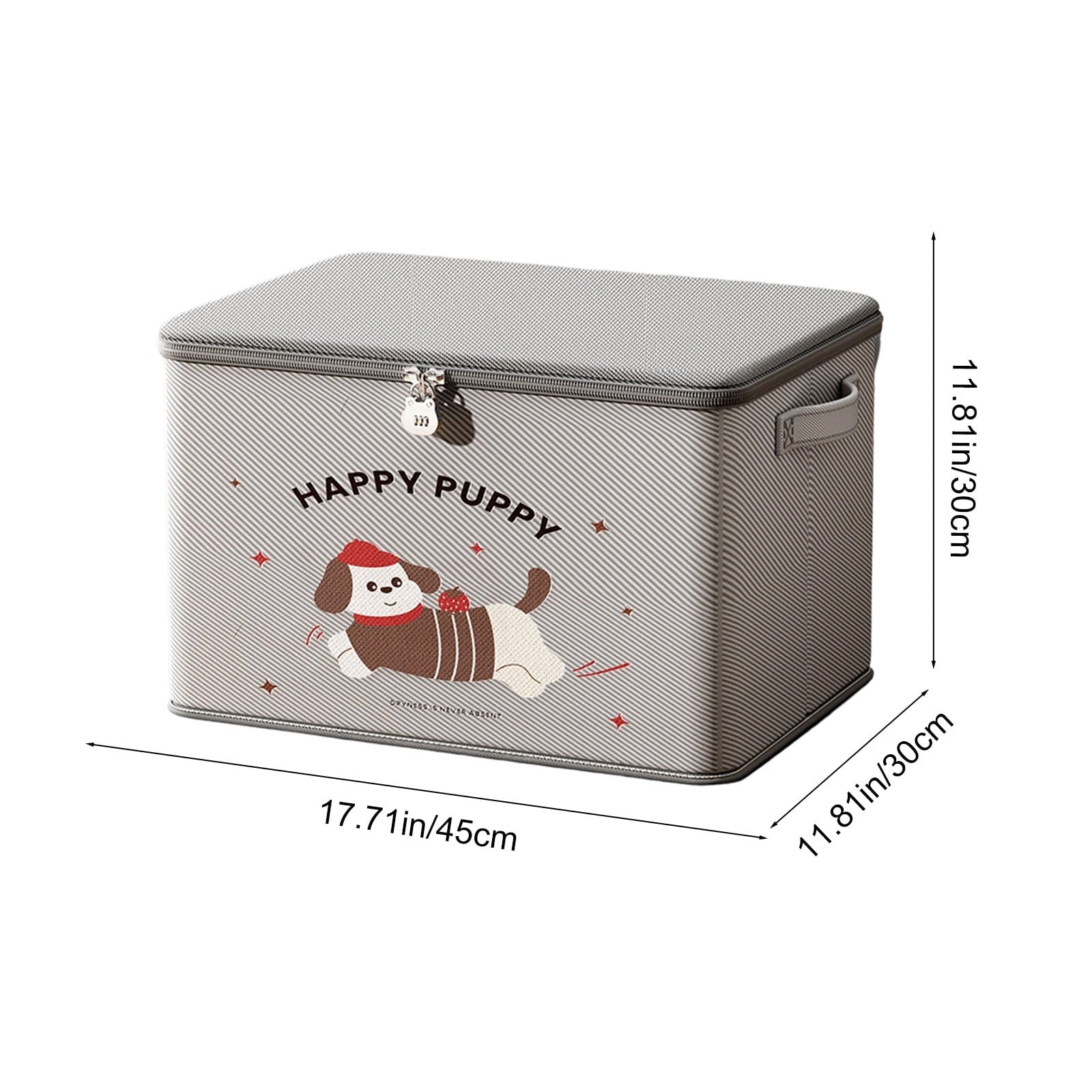 Lockable Dog Pattern Storage Bag with Combination Lock, 15x10 Inch Fabric Toy Organizer Bin for Clothes & Toys