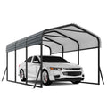 Ataucjin 10X15 FT Heavy Duty Metal Carport with Galvanized Steel Roof, Steel Carport Kits Outdoor with Metal Roof, Galvanized Car Shelter for Tractors, Pickup, Boat, Car(ship in 3 boxes)